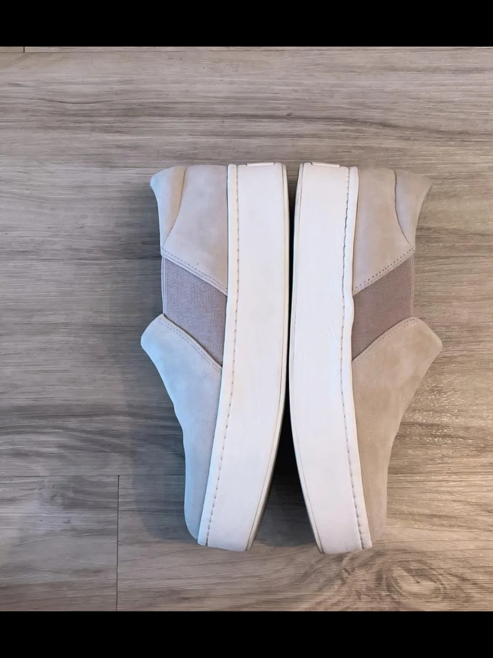 Vince Warren Taupe Suede Platform Slip-On Sneakers